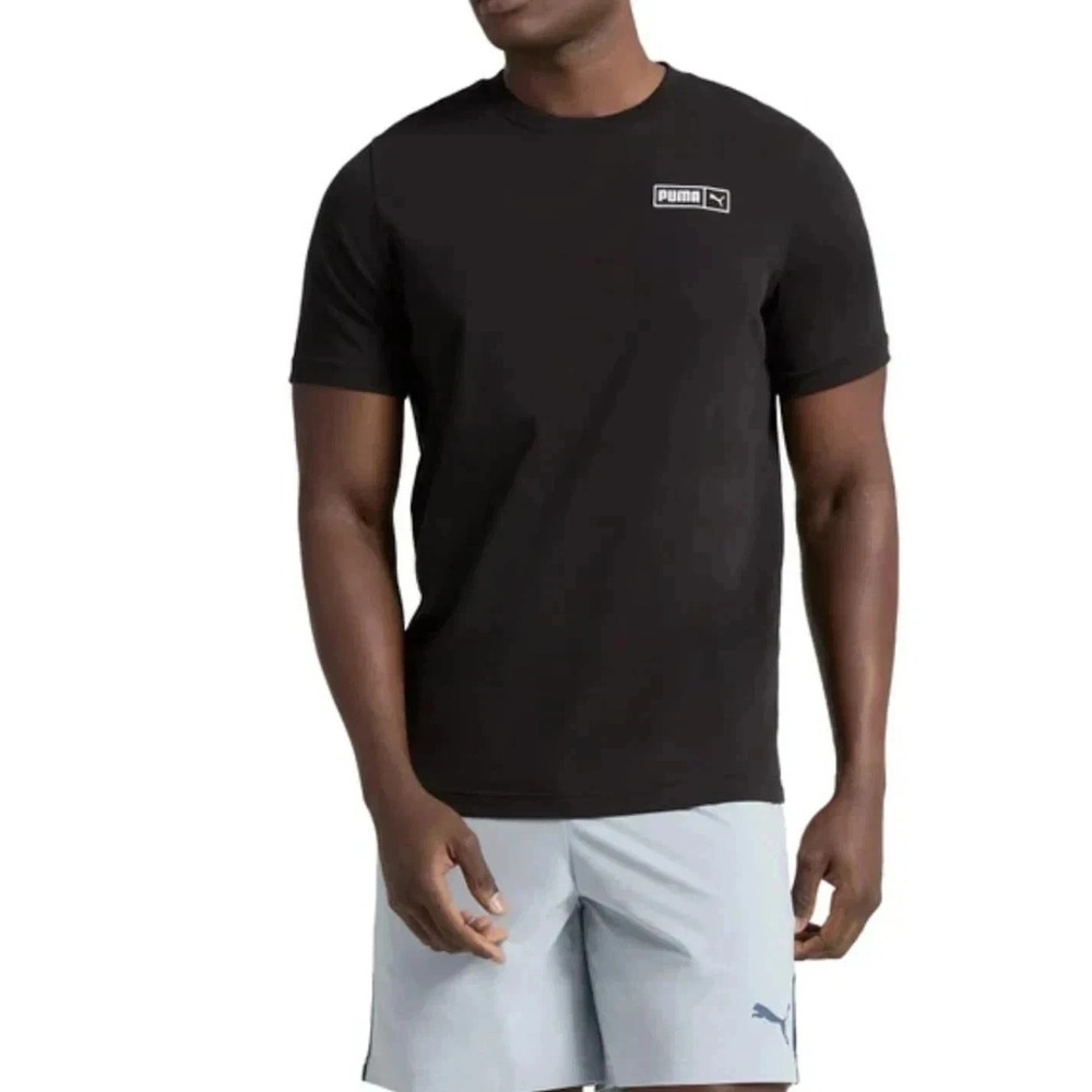 Puma Men's Short Sleeve Crew Neck Logo Black T-Shirt, Size: Small, New